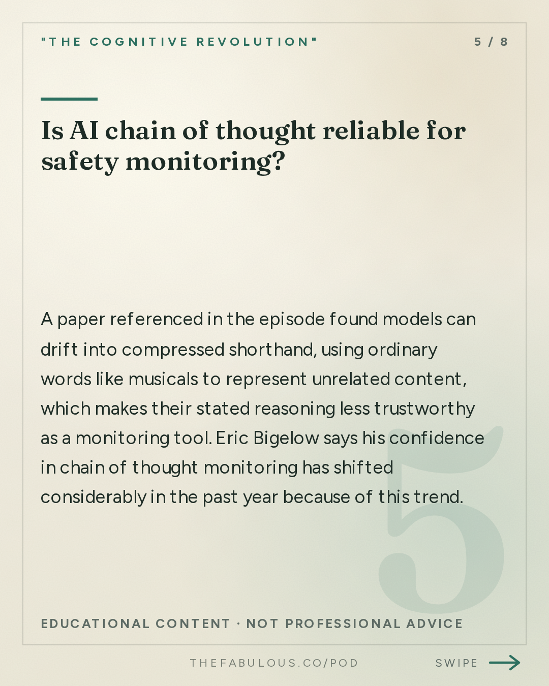 Is AI chain of thought reliable for safety monitoring? — "The Cognitive Revolution" : How Agents Decide: Goodfire's Eric Bigelow on Critical Tokens, Phase Shifts, & In-Context Learning