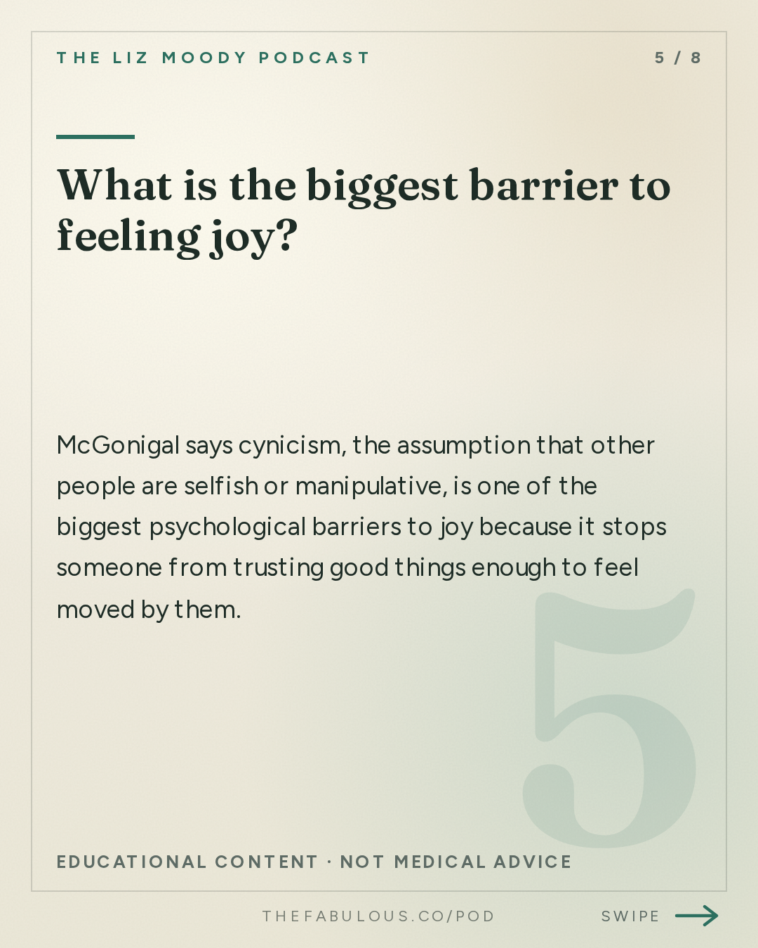 What is the biggest barrier to feeling joy? — The Liz Moody Podcast: Stanford Joy Expert: Why a Raise, Weight Loss & Your Dream City Won't Make You Happy (And What Will)