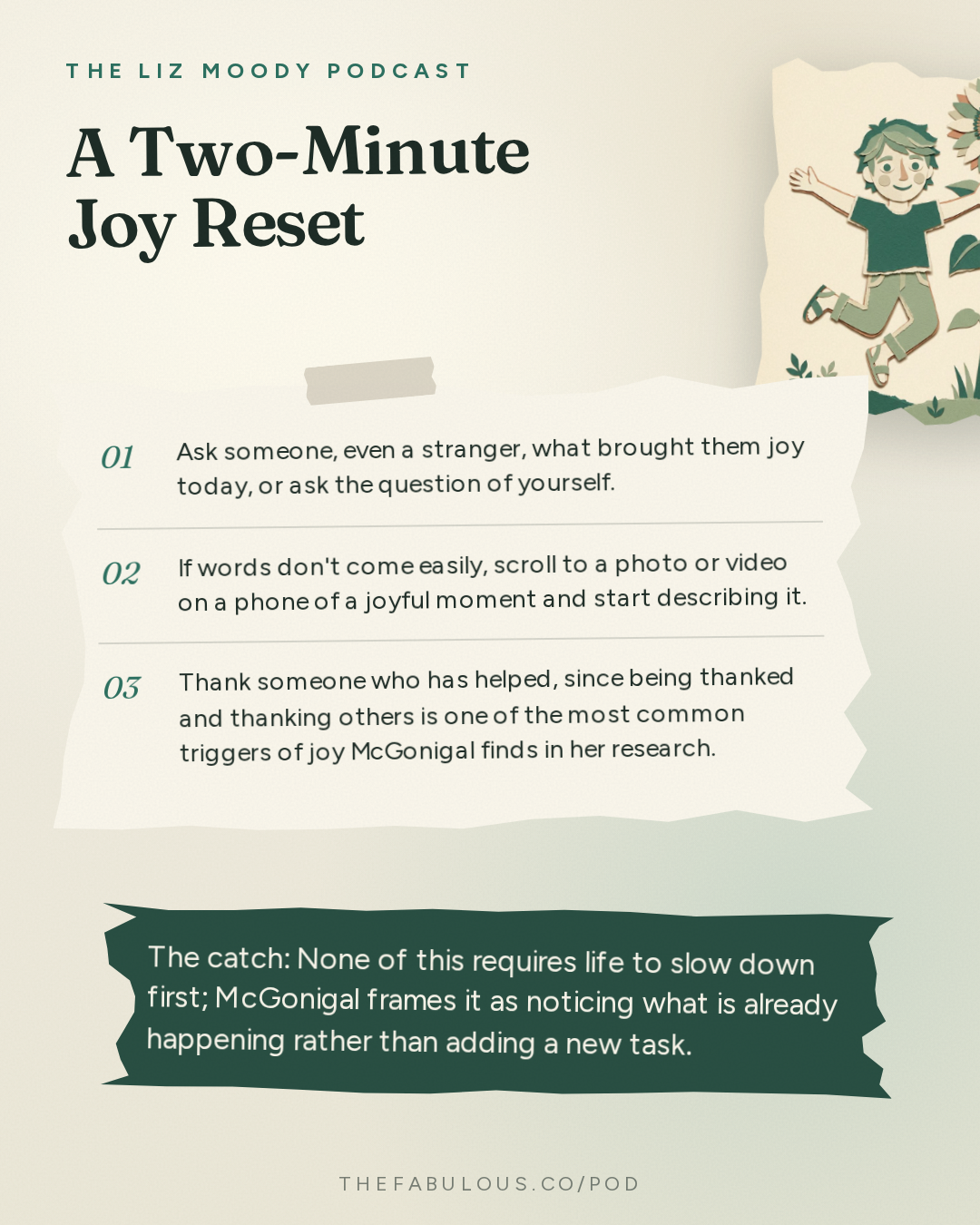A Two-Minute Joy Reset — The Liz Moody Podcast: Stanford Joy Expert: Why a Raise, Weight Loss & Your Dream City Won't Make You Happy (And What Will)