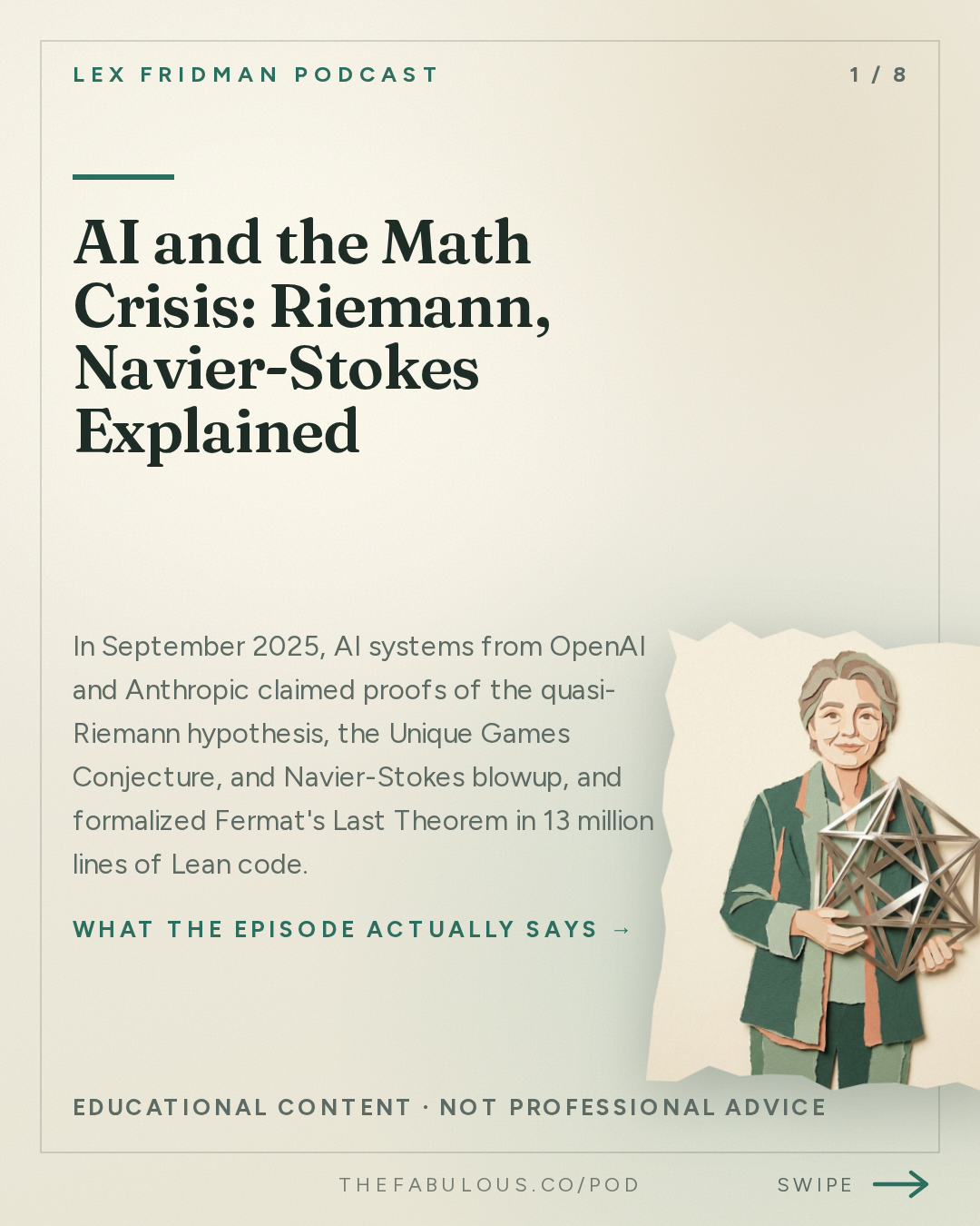AI and the Math Crisis: Riemann, Navier-Stokes Explained — Lex Fridman Podcast: #503 – AI Crisis in Math: Navier-Stokes, Riemann Hypothesis & Complexity Theory