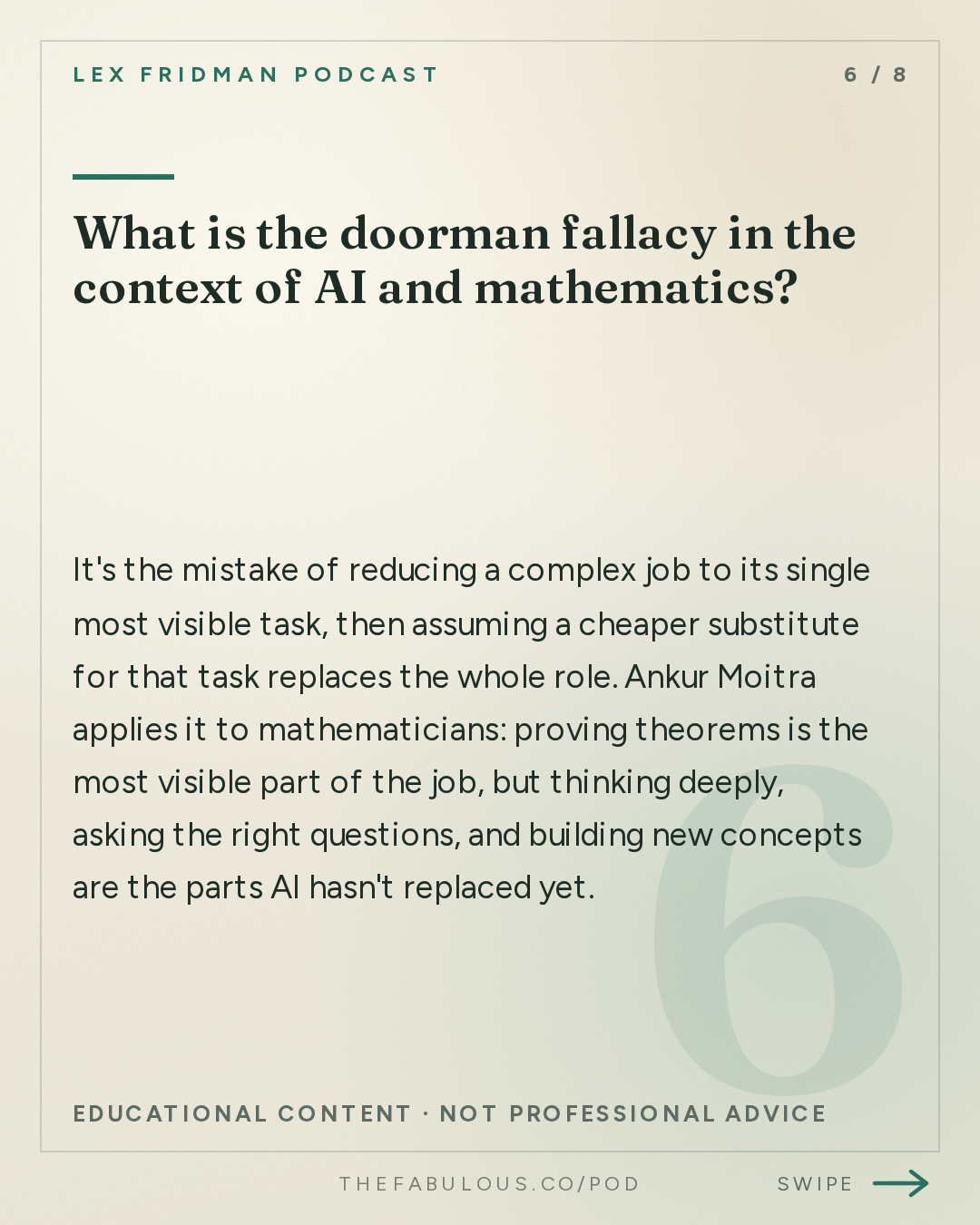 What is the doorman fallacy in the context of AI and mathematics? — Lex Fridman Podcast: #503 – AI Crisis in Math: Navier-Stokes, Riemann Hypothesis & Complexity Theory