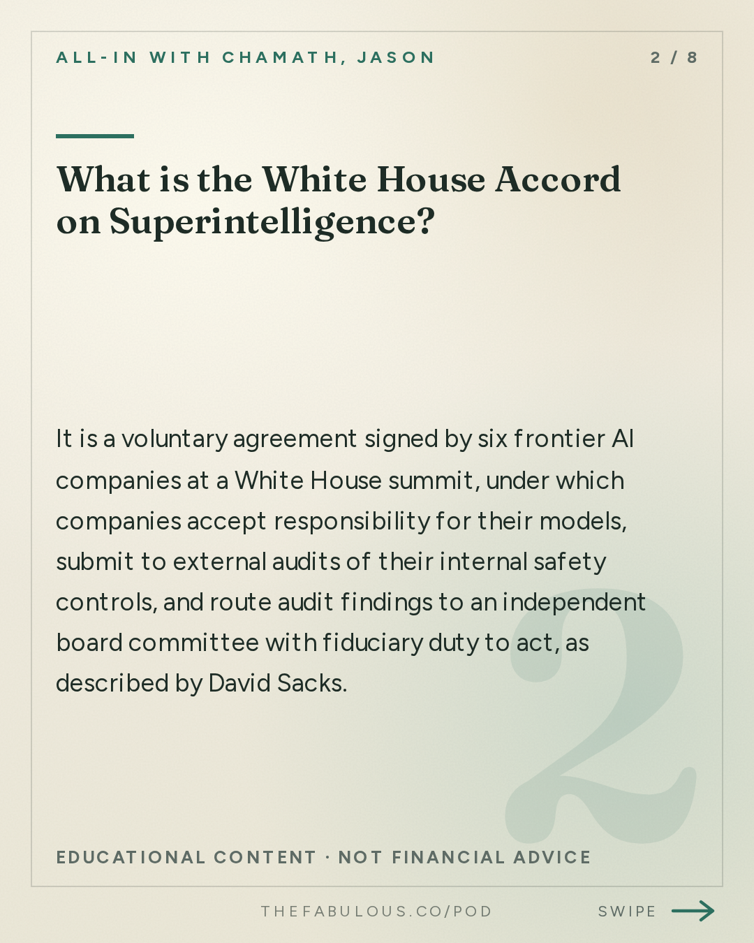 What is the White House Accord on Superintelligence? — All-In with Chamath, Jason, Sacks & Friedberg: Trump's Super Intelligence Summit, AI Safety Accord, GDP Beats, Midterm Predictions