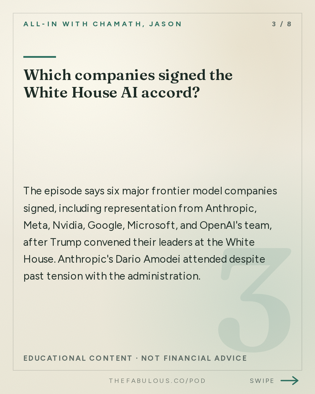 Which companies signed the White House AI accord? — All-In with Chamath, Jason, Sacks & Friedberg: Trump's Super Intelligence Summit, AI Safety Accord, GDP Beats, Midterm Predictions
