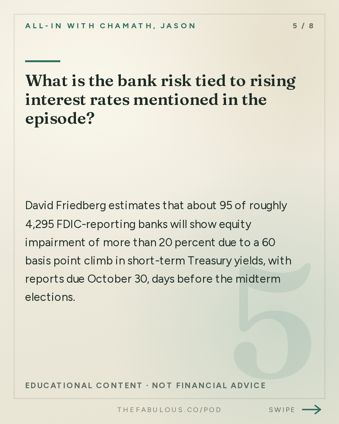 What is the bank risk tied to rising interest rates mentioned in the episode? — All-In with Chamath, Jason, Sacks & Friedberg: Trump's Super Intelligence Summit, AI Safety Accord, GDP Beats, Midterm Predictions