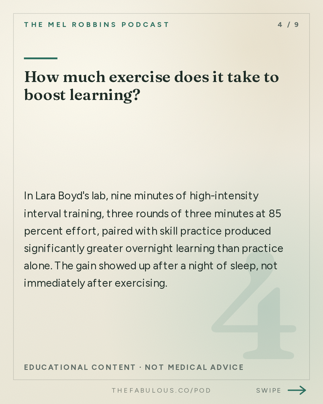 How much exercise does it take to boost learning? — The Mel Robbins Podcast: #1 Neuroscientist: After Listening to This, Your Brain Will Not Be the Same