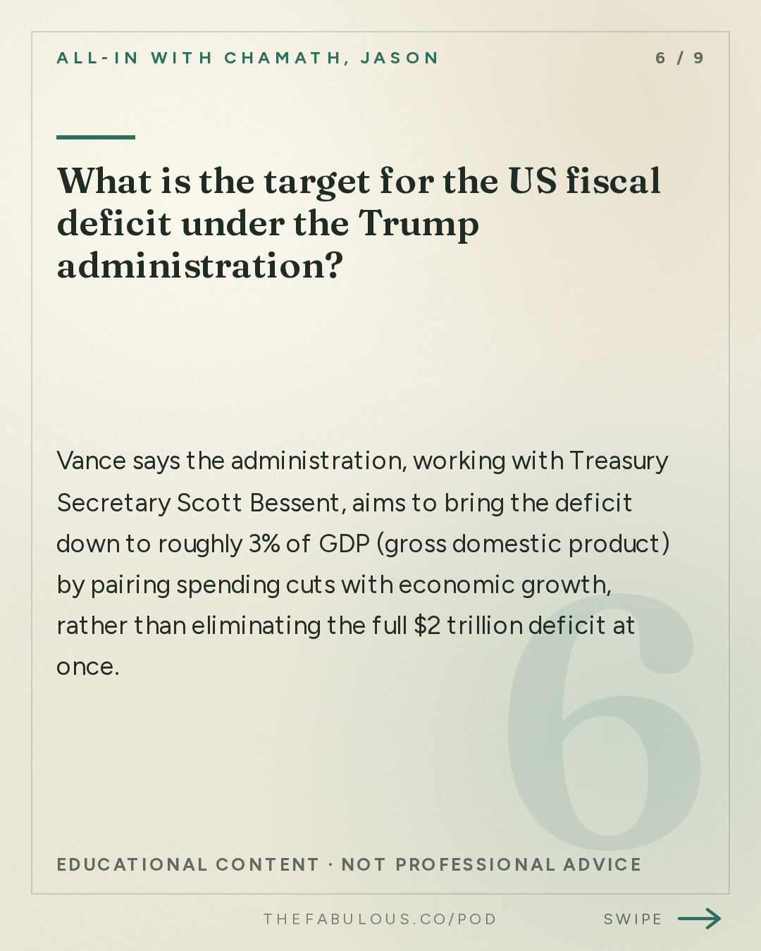 What is the target for the US fiscal deficit under the Trump administration? — All-In with Chamath, Jason, Sacks & Friedberg: JD Vance on AI, Entitlement Fraud, Iran War, Israel, H-1B Abuse & the Midterms