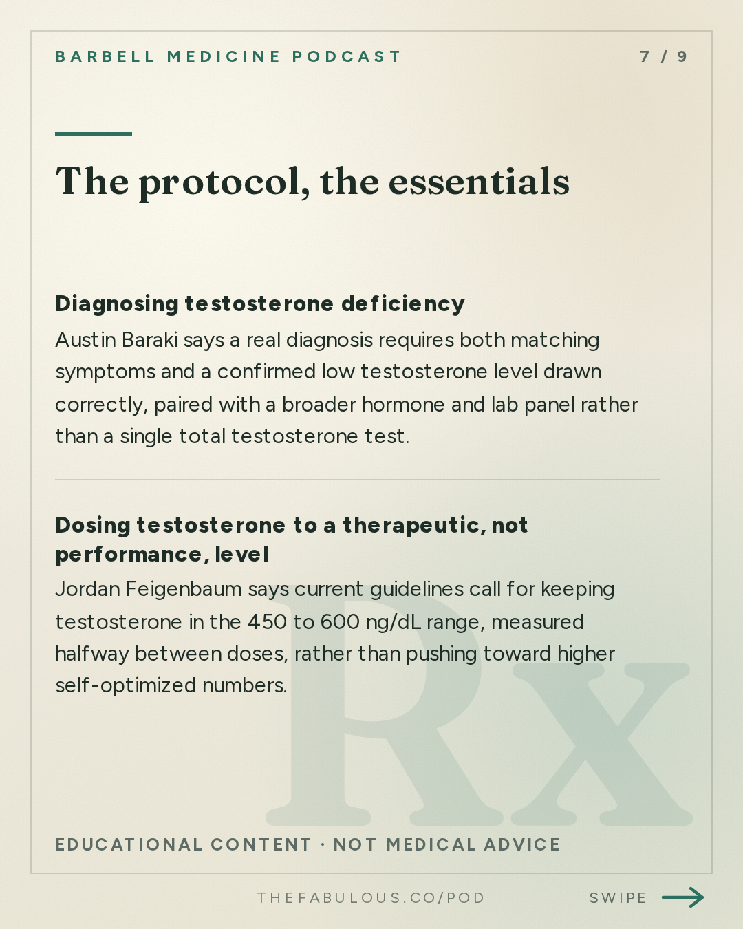 The protocol, the essentials — Barbell Medicine Podcast: Who Needs Testosterone, and Who's Not Getting It I Signal Episode 4
