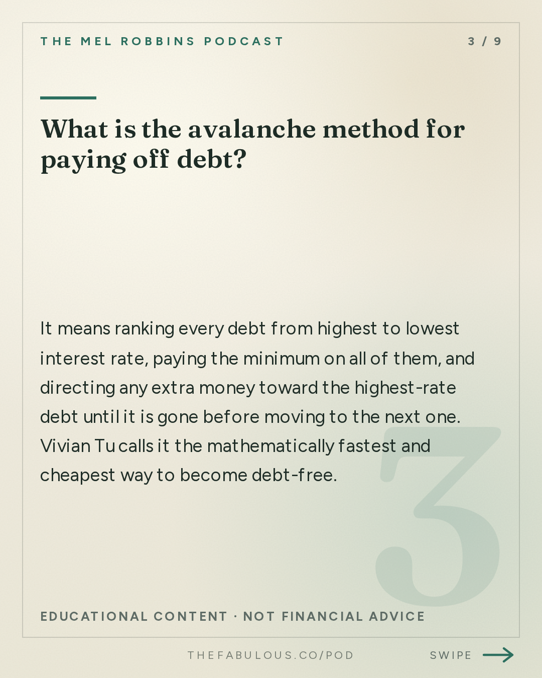 What is the avalanche method for paying off debt? — The Mel Robbins Podcast: How to Stop Living Paycheck to Paycheck & Finally Get Ahead