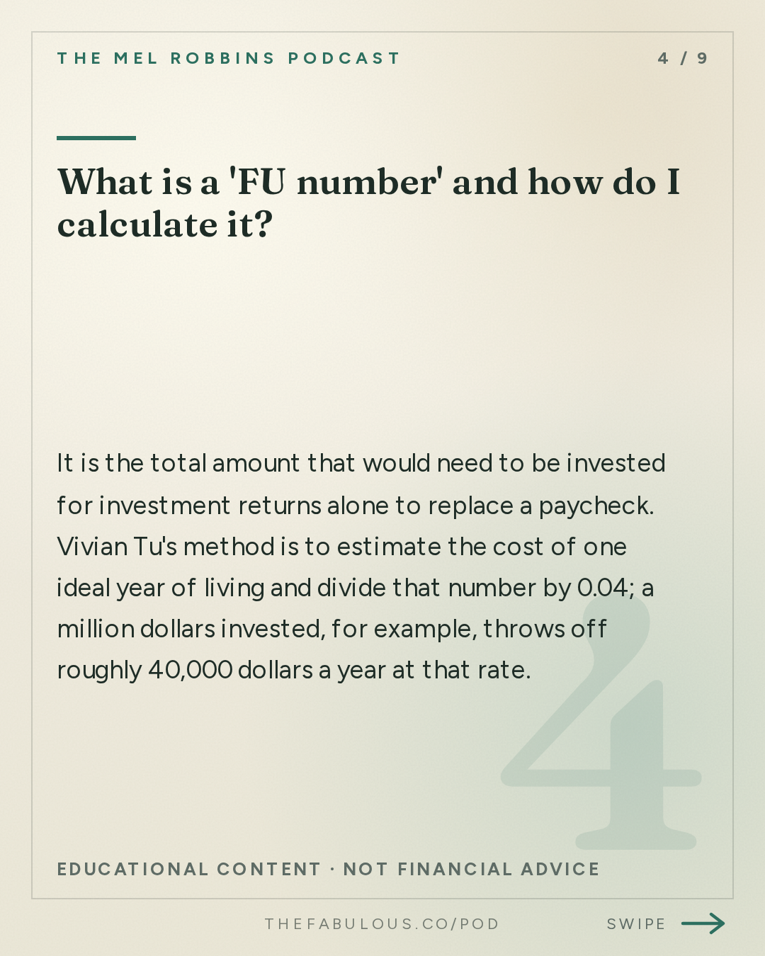 What is a 'FU number' and how do I calculate it? — The Mel Robbins Podcast: How to Stop Living Paycheck to Paycheck & Finally Get Ahead