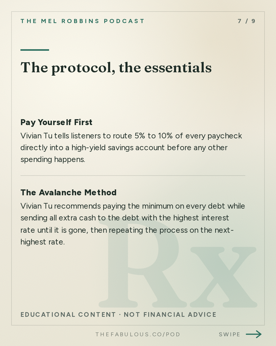 The protocol, the essentials — The Mel Robbins Podcast: How to Stop Living Paycheck to Paycheck & Finally Get Ahead
