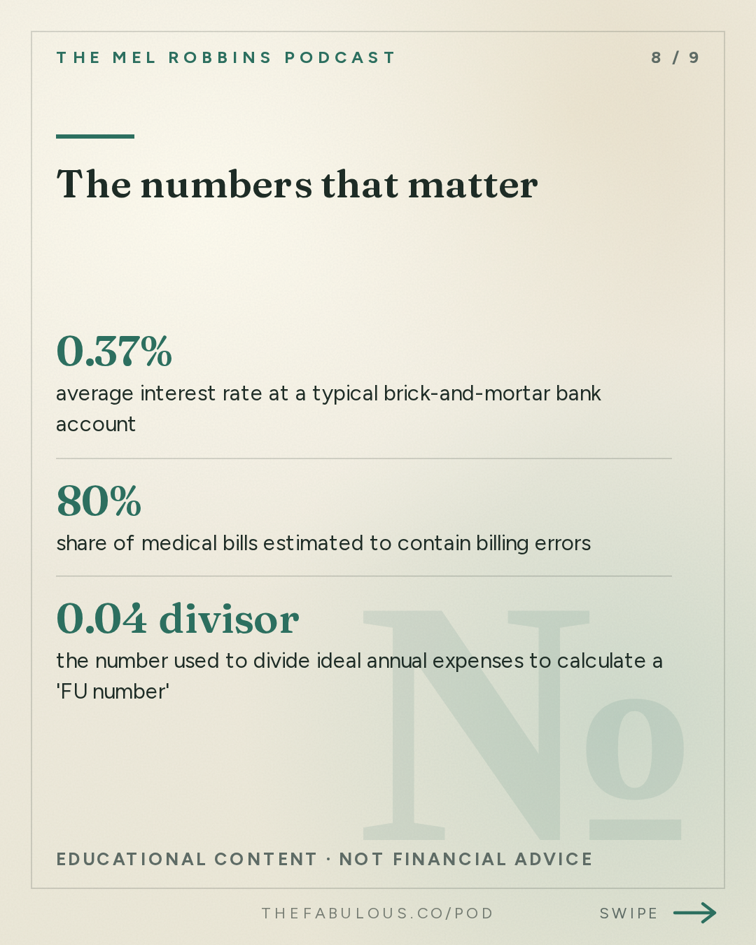 The numbers that matter — The Mel Robbins Podcast: How to Stop Living Paycheck to Paycheck & Finally Get Ahead