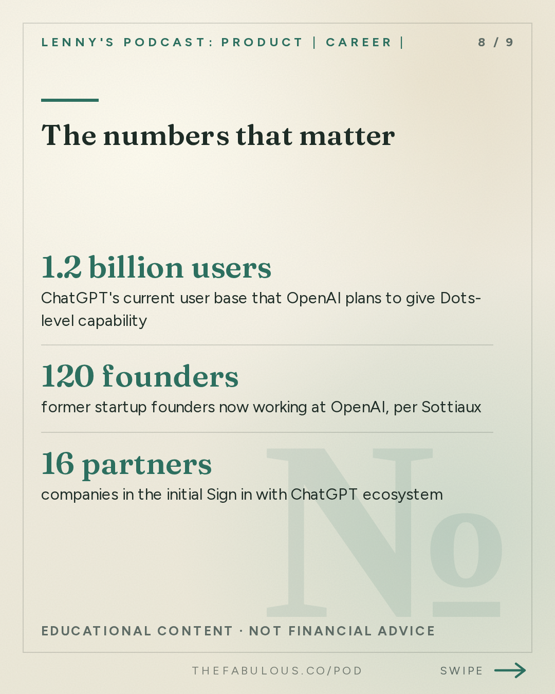 The numbers that matter — Lenny's Podcast: Product | Career | Growth: OpenAI’s Head of ChatGPT: We’re entering a new era of AI (again) | Tibo Sottiaux