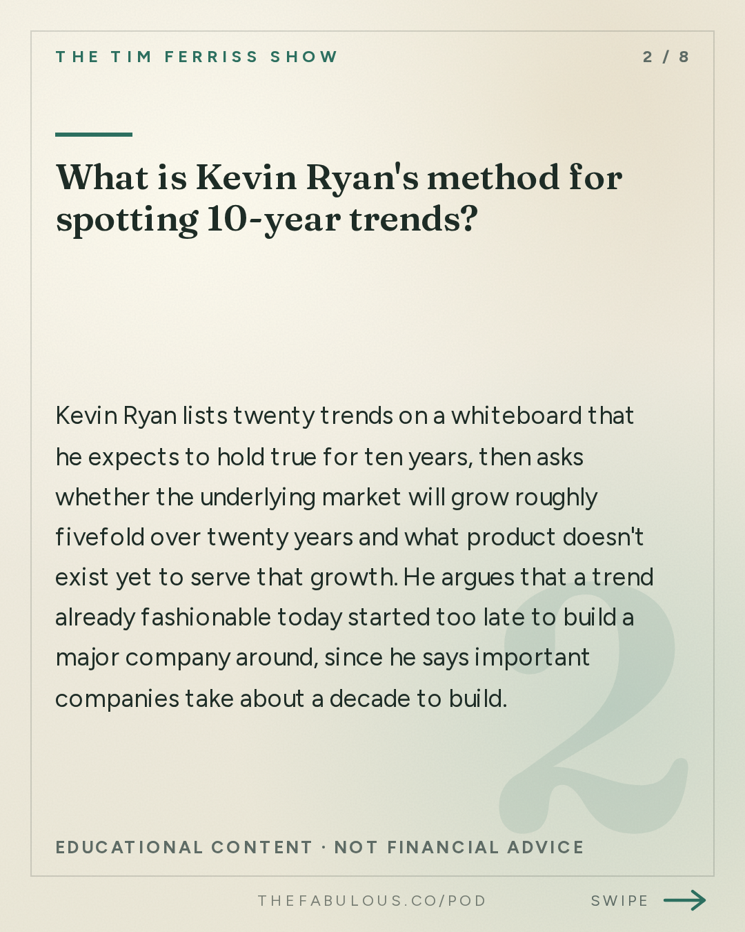 What is Kevin Ryan's method for spotting 10-year trends? — The Tim Ferriss Show: #884: How to Spot 10-Year Trends and Build Billion-Dollar Companies — Kevin Ryan of DoubleClick, MongoDB, Business Insider, and Many More