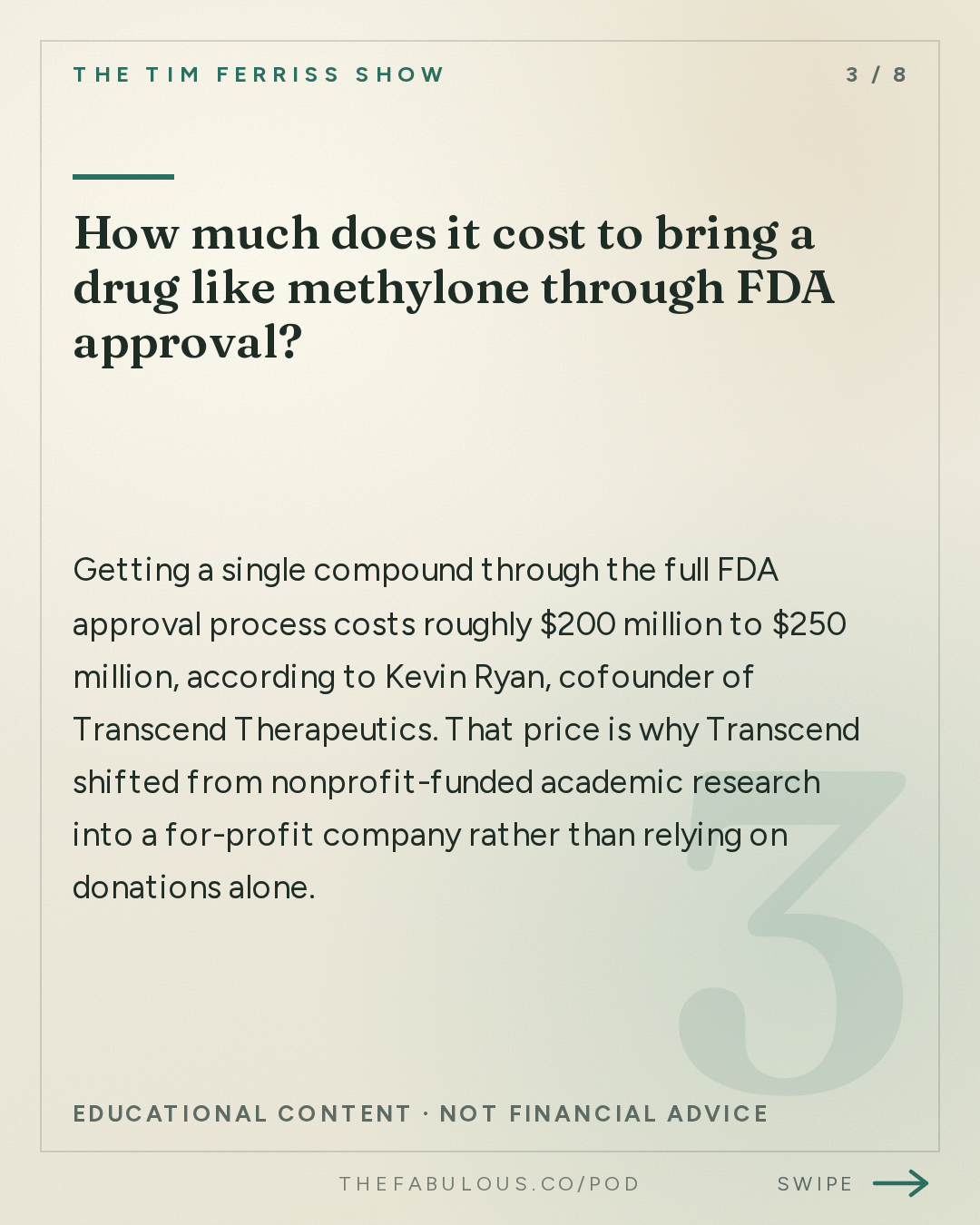 How much does it cost to bring a drug like methylone through FDA approval? — The Tim Ferriss Show: #884: How to Spot 10-Year Trends and Build Billion-Dollar Companies — Kevin Ryan of DoubleClick, MongoDB, Business Insider, and Many More
