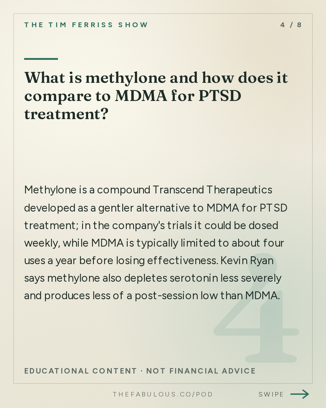 What is methylone and how does it compare to MDMA for PTSD treatment? — The Tim Ferriss Show: #884: How to Spot 10-Year Trends and Build Billion-Dollar Companies — Kevin Ryan of DoubleClick, MongoDB, Business Insider, and Many More