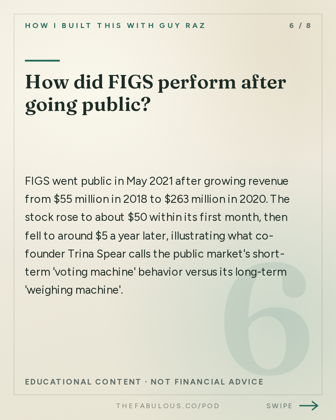 How did FIGS perform after going public? — How I Built This with Guy Raz: FIGS: Trina Spear and Heather Hasson. The $2.5 Billion Scrubs Brand That Investors Said Would Never Work