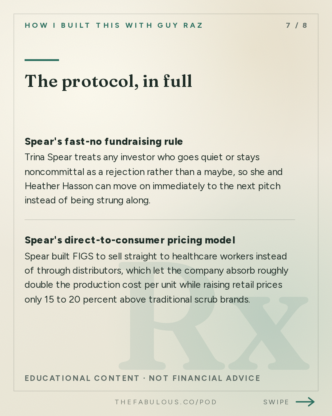 The protocol, in full — How I Built This with Guy Raz: FIGS: Trina Spear and Heather Hasson. The $2.5 Billion Scrubs Brand That Investors Said Would Never Work