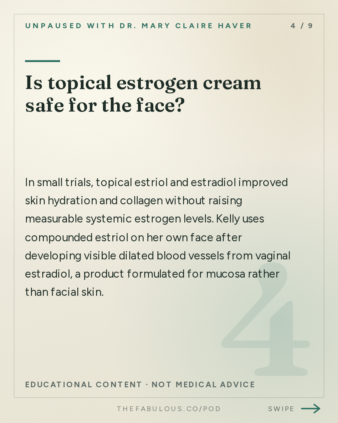 Is topical estrogen cream safe for the face? — unPAUSED with Dr. Mary Claire Haver: Menopause Skin Changes and the Science of Skincare