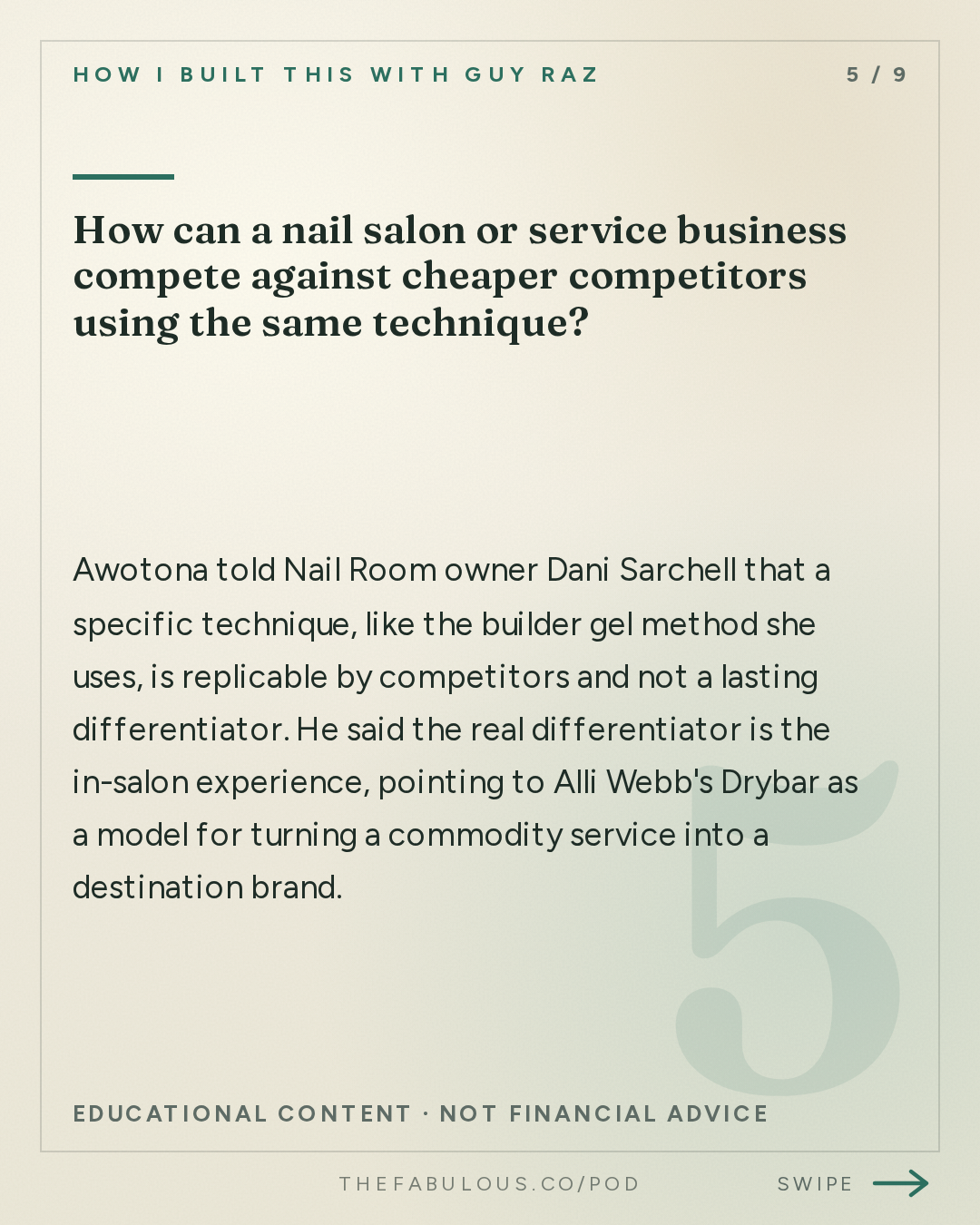 How can a nail salon or service business compete against cheaper competitors using the same technique? — How I Built This with Guy Raz: Advice Line with Tope Awotona of Calendly