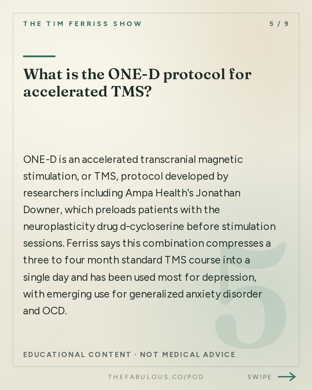 What is the ONE-D protocol for accelerated TMS? — The Tim Ferriss Show: #887: Q&A with Tim — The 4-Hour Workweek in a World of AI, Rebuilding Personal Agency, The 4-Hour Body After 40, and More