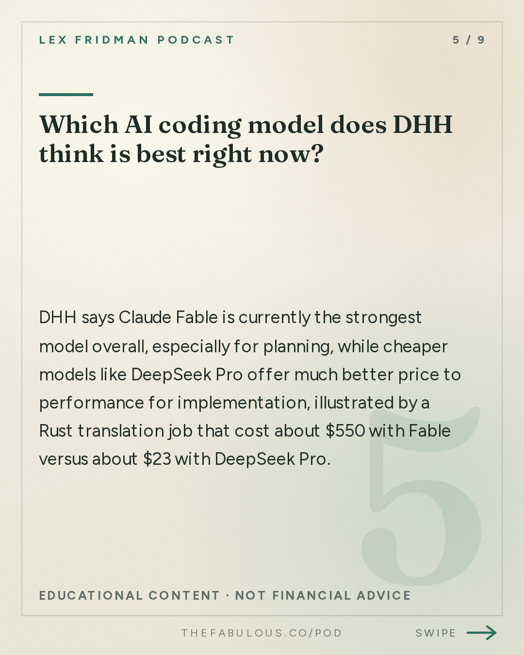 Which AI coding model does DHH think is best right now? — Lex Fridman Podcast: #501 – DHH: Future of Programming, AI, Agentic Engineering, Vibe Coding & Linux