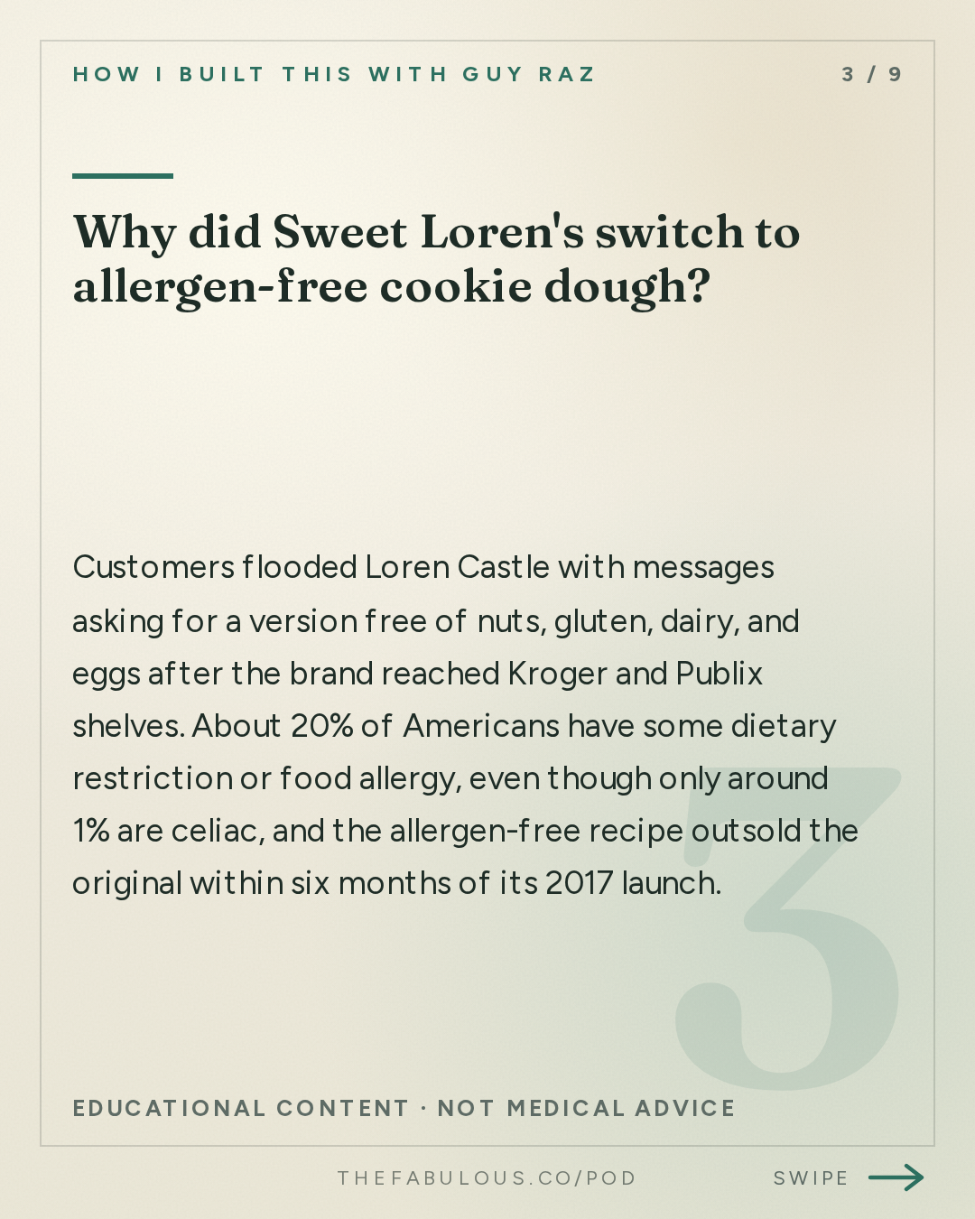 Why did Sweet Loren's switch to allergen-free cookie dough? — How I Built This with Guy Raz: Sweet Loren’s: Loren Castle. How A Recipe Makeover Built a National Cookie Brand