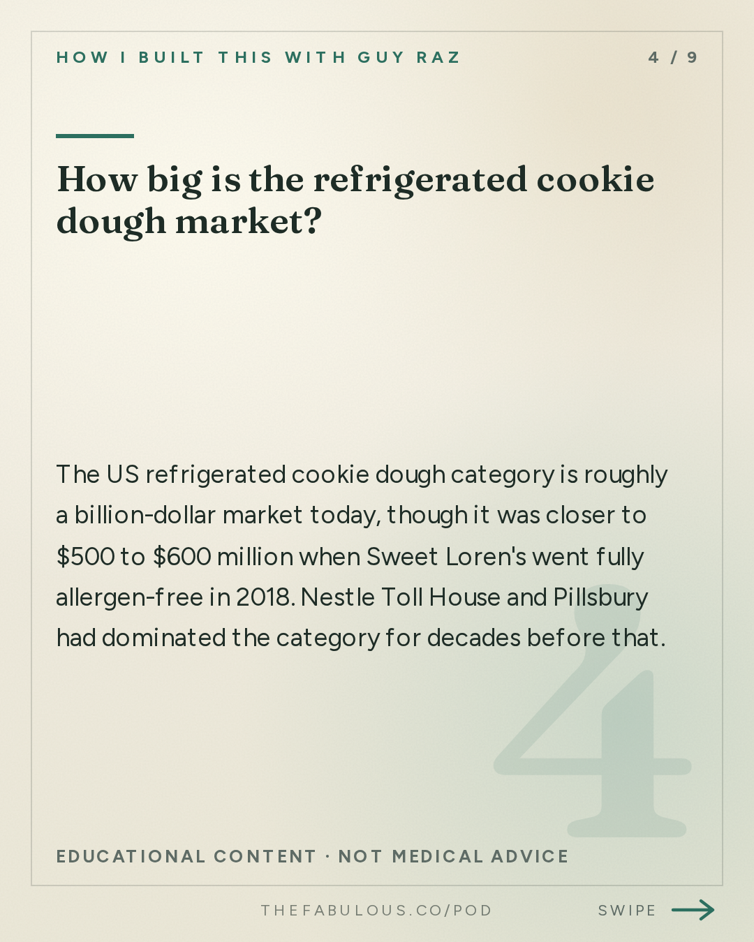 How big is the refrigerated cookie dough market? — How I Built This with Guy Raz: Sweet Loren’s: Loren Castle. How A Recipe Makeover Built a National Cookie Brand