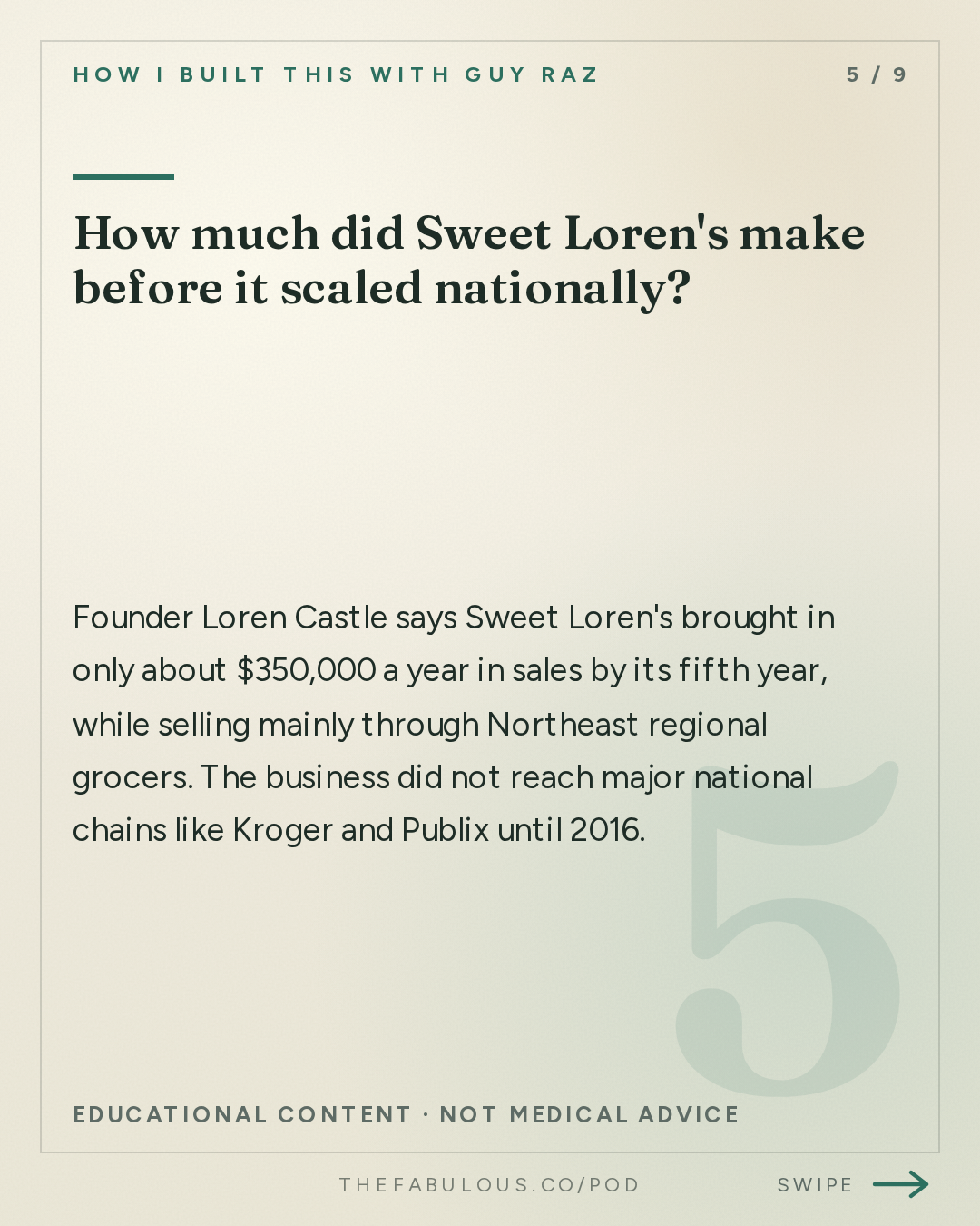 How much did Sweet Loren's make before it scaled nationally? — How I Built This with Guy Raz: Sweet Loren’s: Loren Castle. How A Recipe Makeover Built a National Cookie Brand
