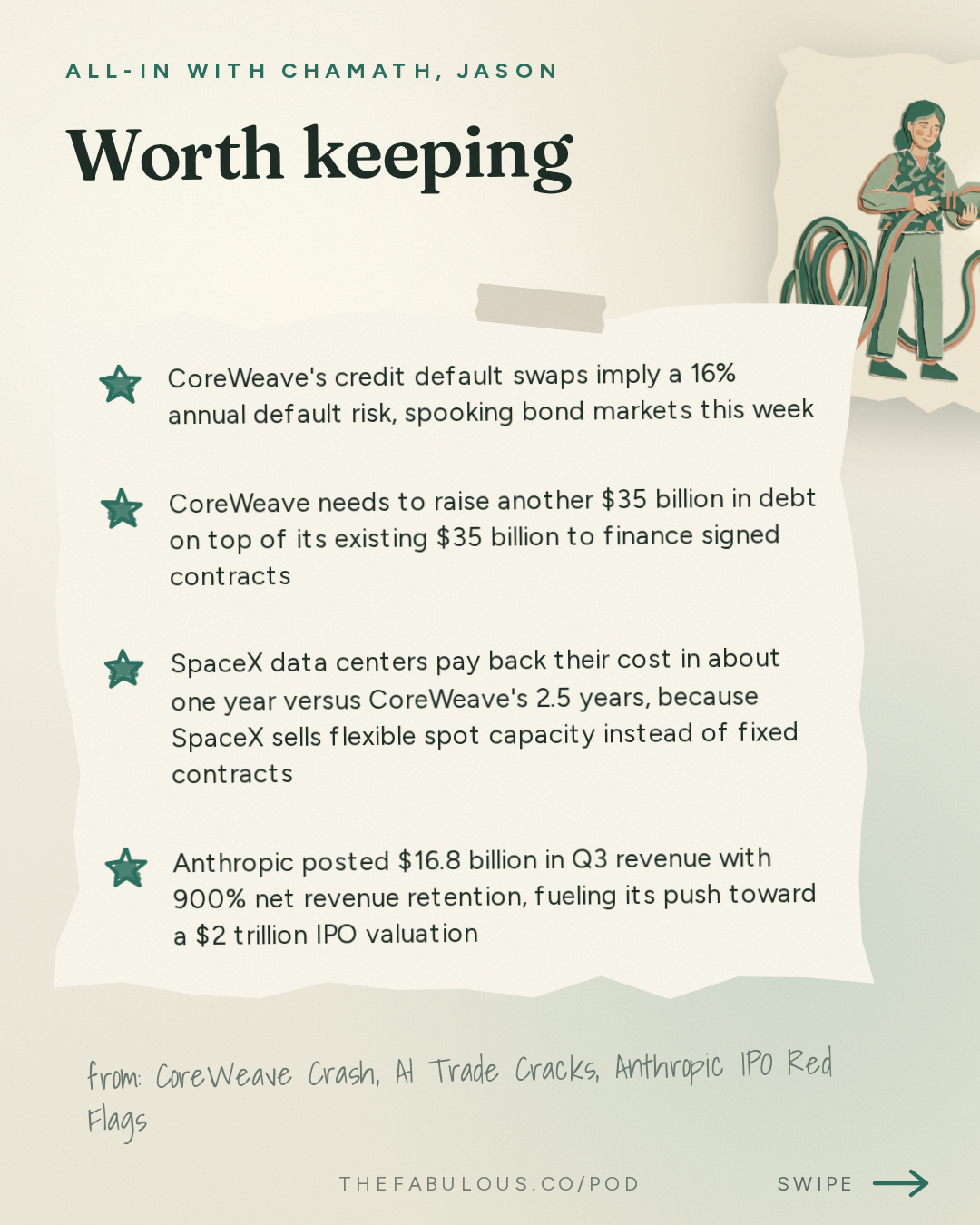 Worth keeping — All-In with Chamath, Jason, Sacks & Friedberg: CoreWeave Crash, AI Trade Cracks, Anthropic IPO Red Flags, Bill Gates Doomer