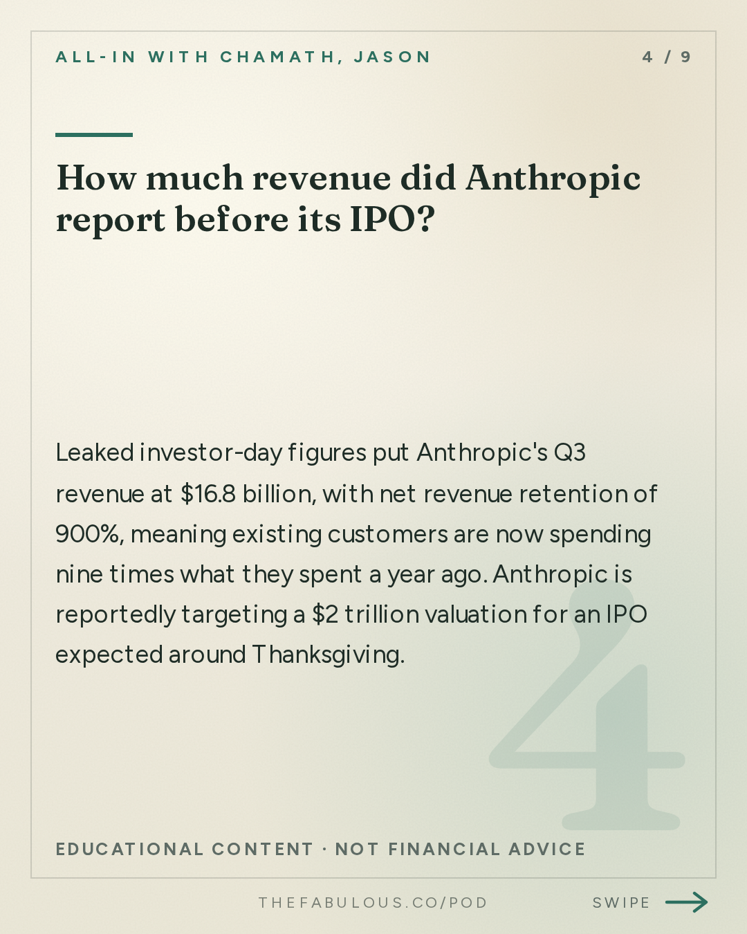 How much revenue did Anthropic report before its IPO? — All-In with Chamath, Jason, Sacks & Friedberg: CoreWeave Crash, AI Trade Cracks, Anthropic IPO Red Flags, Bill Gates Doomer