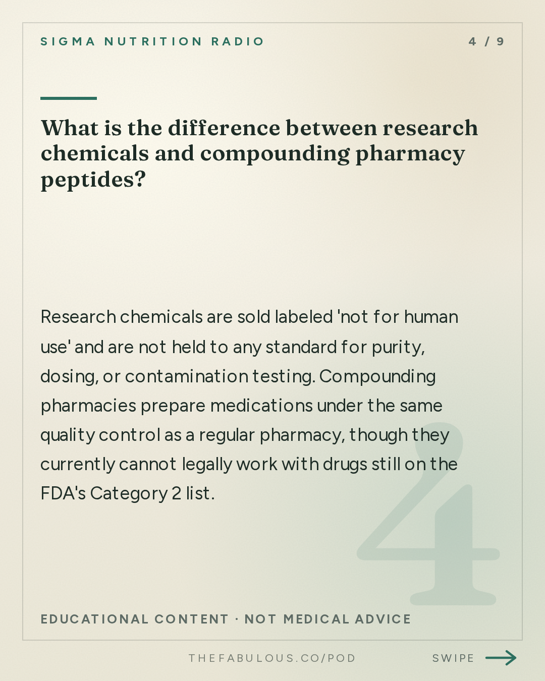 What is the difference between research chemicals and compounding pharmacy peptides? — Sigma Nutrition Radio: #620: BPC-157 and Peptide Medications: What Do We Know? – Jordan Feigenbaum, MD