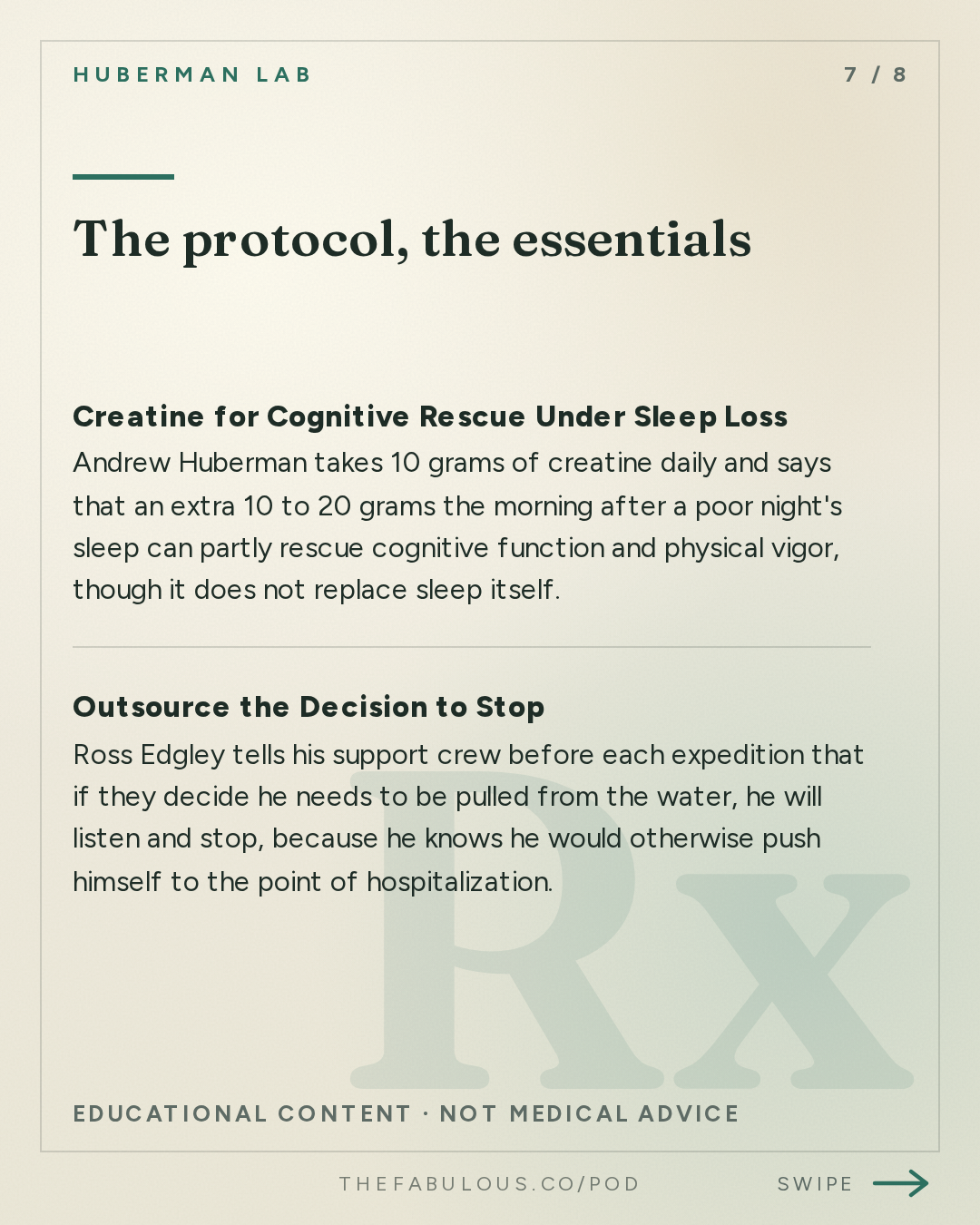 The protocol, the essentials — Huberman Lab: Unlocking Persistent Motivation & Extreme Resilience | Ross Edgley