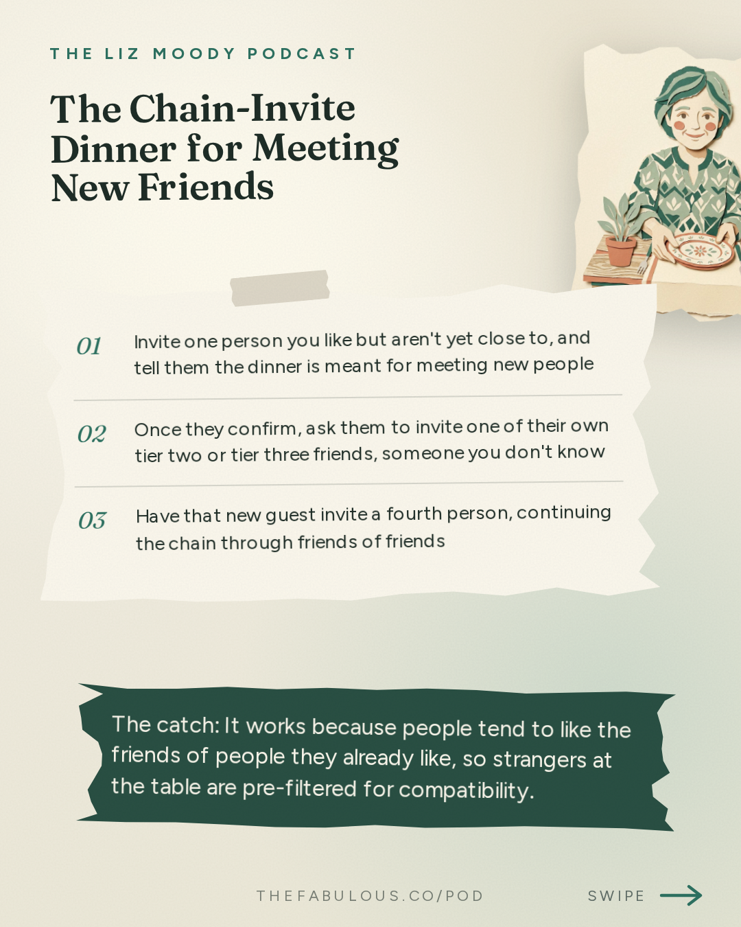 The Chain-Invite Dinner for Meeting New Friends — The Liz Moody Podcast: The New Rules of Friendship: Fake Friends, Annoying Boundaries, & Bad Texters