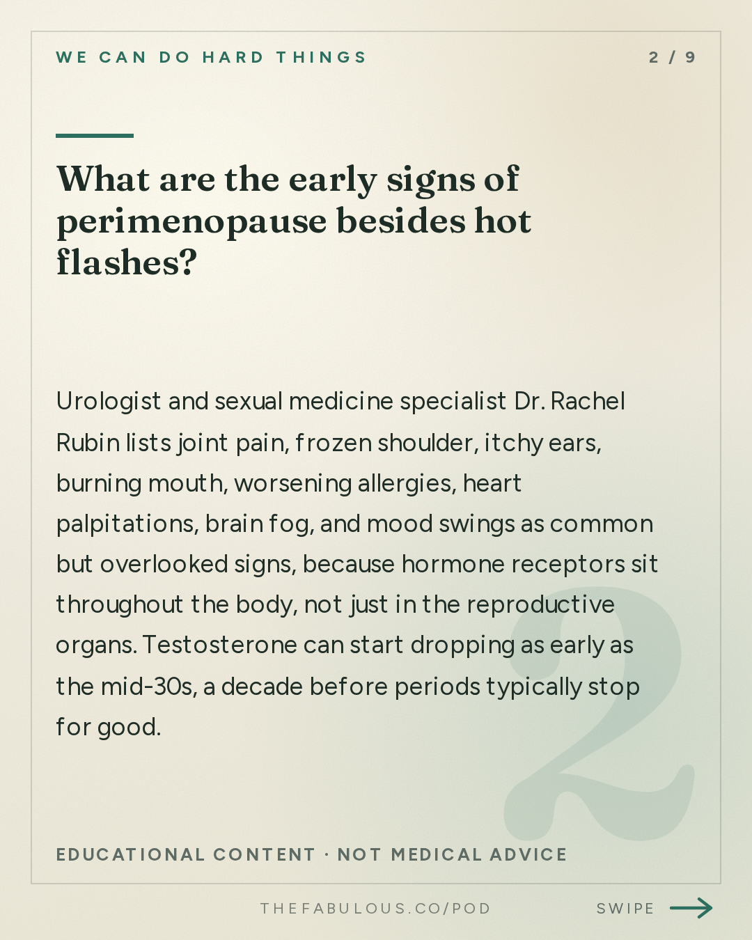 What are the early signs of perimenopause besides hot flashes? — We Can Do Hard Things: Finally, Menopause Relief: How Did We Not Know This? with Dr. Rachel Rubin