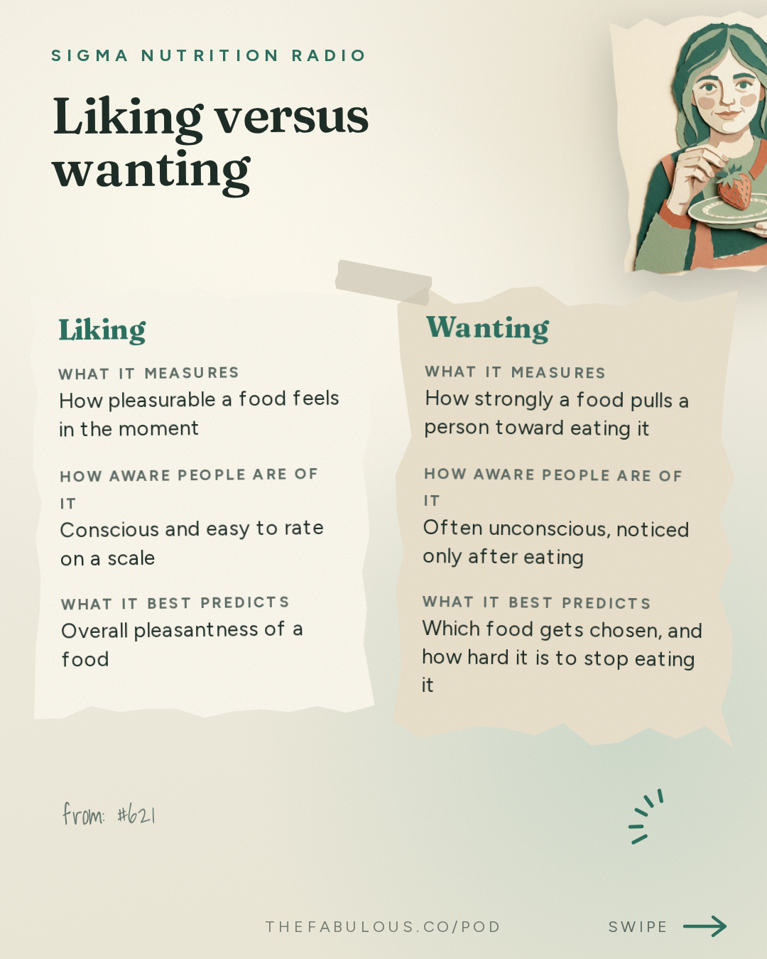 Liking versus wanting — Sigma Nutrition Radio: #621: Hedonic Overeating, Food Wanting and Impact of Perception – Prof. Graham Finlayson