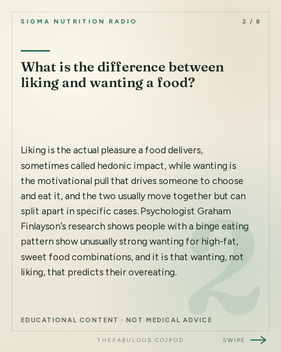 What is the difference between liking and wanting a food? — Sigma Nutrition Radio: #621: Hedonic Overeating, Food Wanting and Impact of Perception – Prof. Graham Finlayson