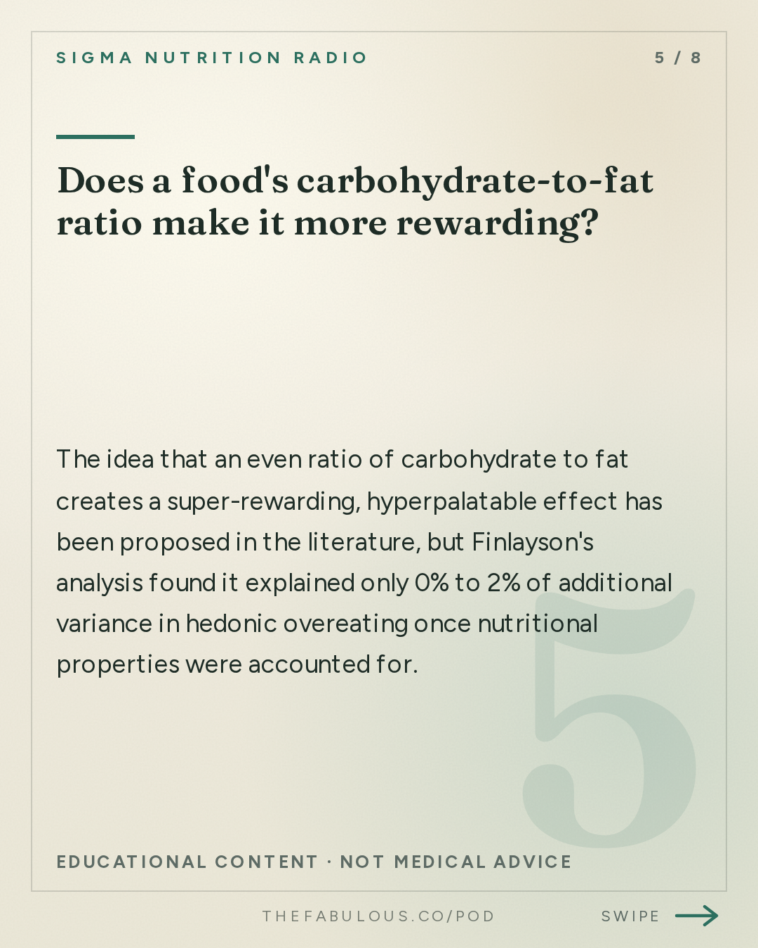 Does a food's carbohydrate-to-fat ratio make it more rewarding? — Sigma Nutrition Radio: #621: Hedonic Overeating, Food Wanting and Impact of Perception – Prof. Graham Finlayson