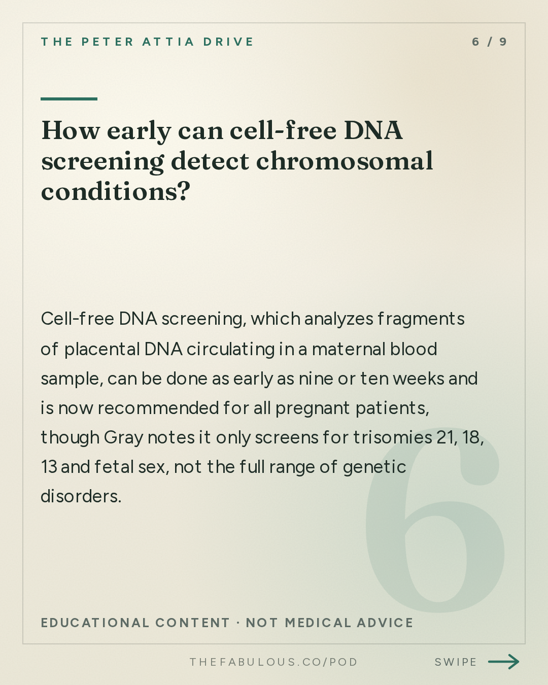 How early can cell-free DNA screening detect chromosomal conditions? — The Peter Attia Drive: #410 ‒ The biology of pregnancy: physiologic adaptation, gestational diabetes, preeclampsia, childbirth, and long-term maternal health | Kathryn Gray, M.D., Ph.D.