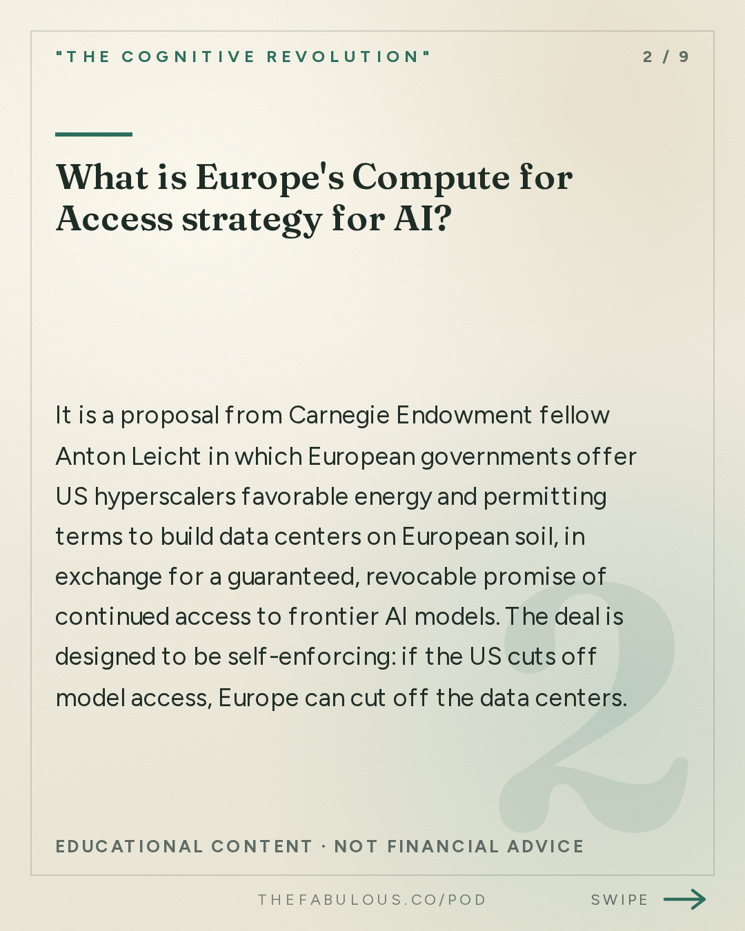 What is Europe's Compute for Access strategy for AI? — "The Cognitive Revolution" : The Balance of AI Power: Anton Leicht on Politics, Pacing Deals, and Muddling Through Well