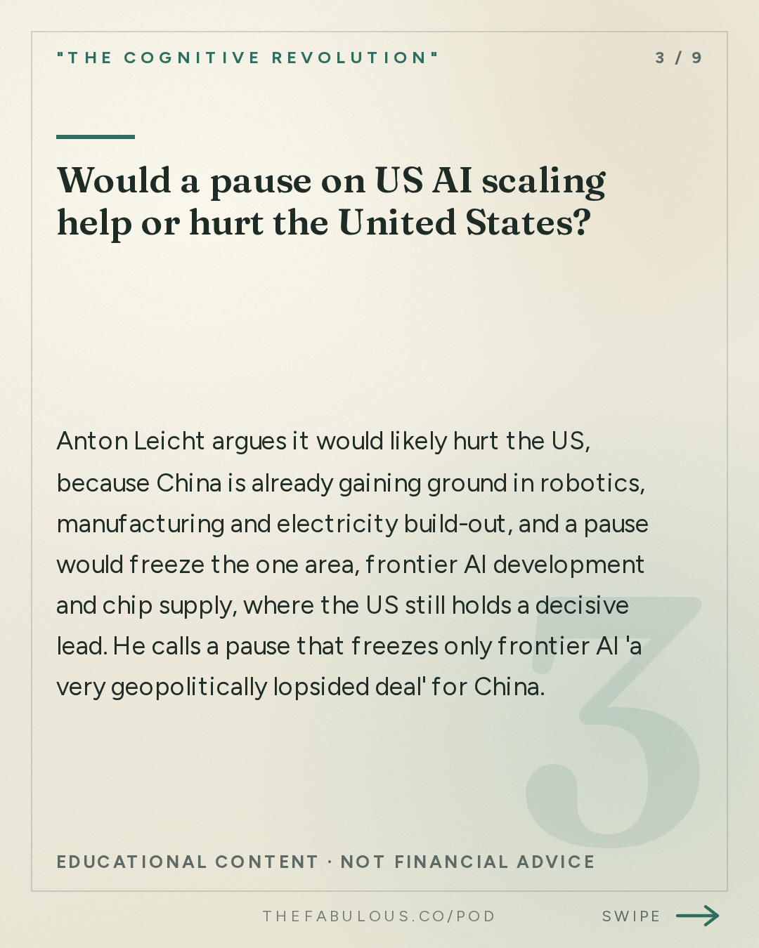 Would a pause on US AI scaling help or hurt the United States? — "The Cognitive Revolution" : The Balance of AI Power: Anton Leicht on Politics, Pacing Deals, and Muddling Through Well