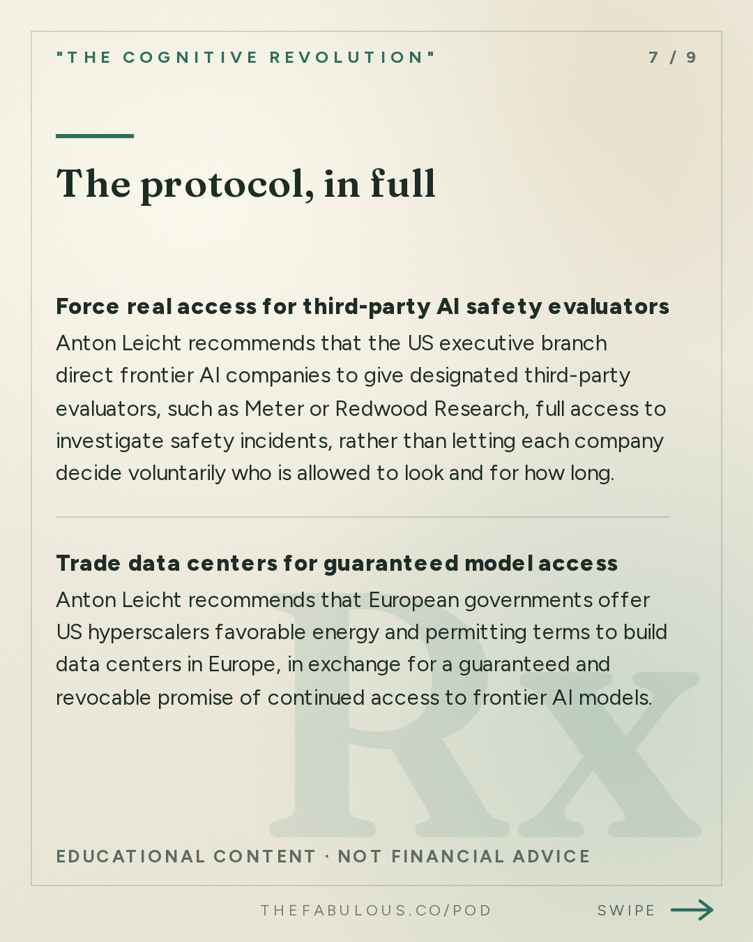 The protocol, in full — "The Cognitive Revolution" : The Balance of AI Power: Anton Leicht on Politics, Pacing Deals, and Muddling Through Well