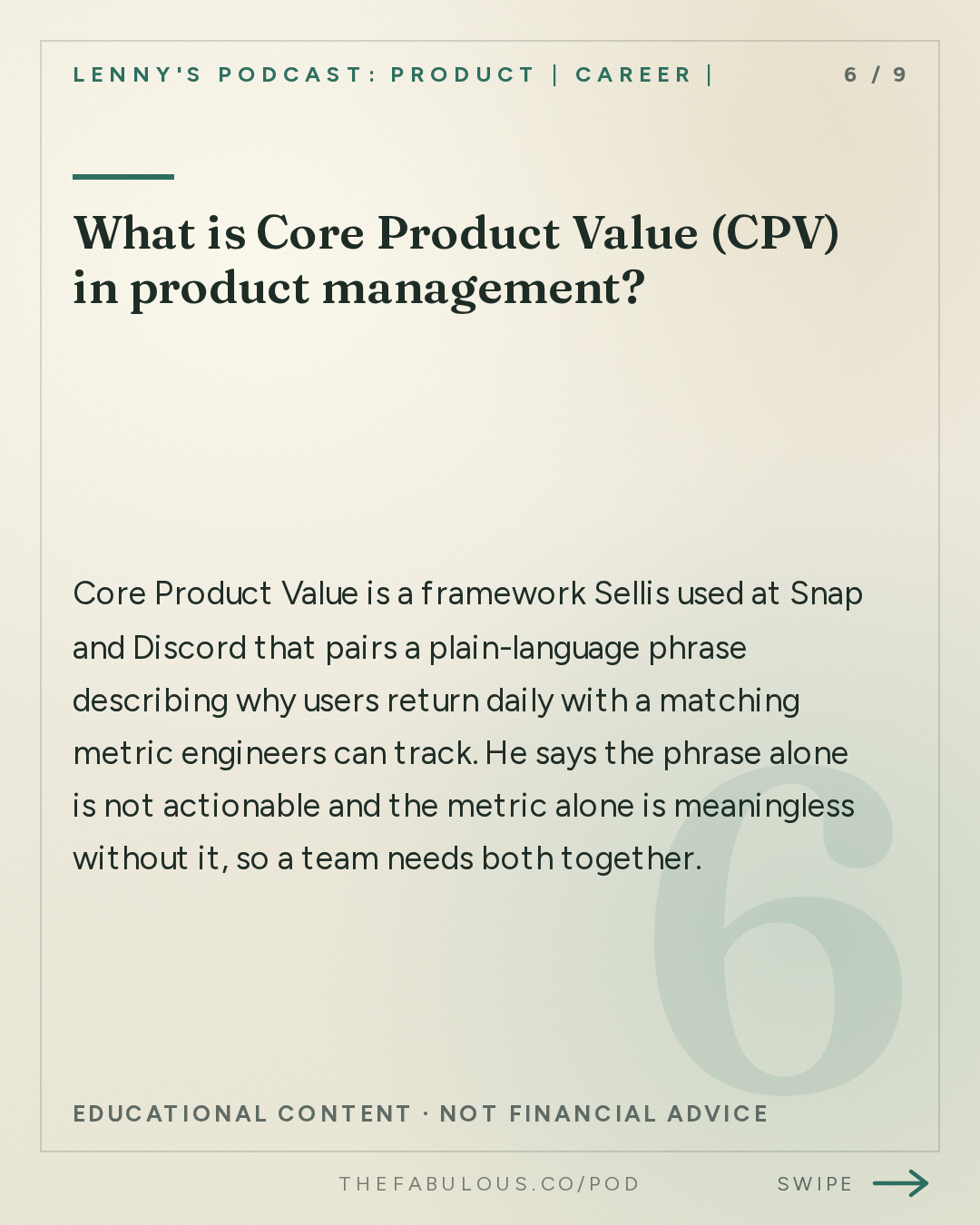 What is Core Product Value (CPV) in product management? — Lenny's Podcast: Product | Career | Growth: 90 minutes of unfiltered product advice from Snap and Discord’s product chief | Peter Sellis