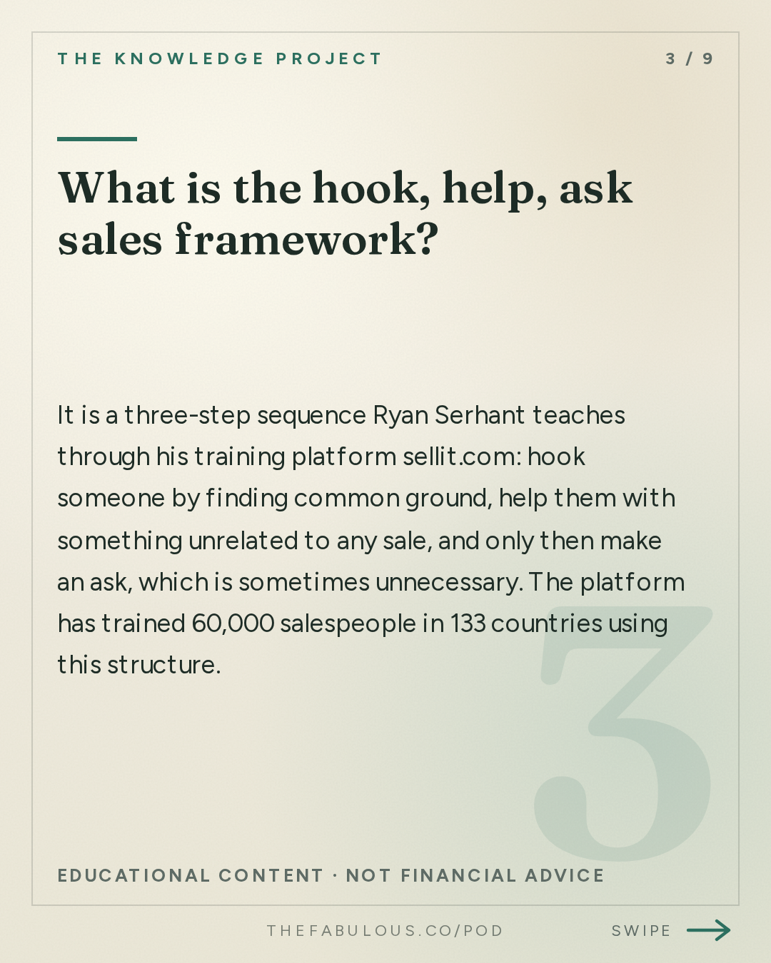 What is the hook, help, ask sales framework? — The Knowledge Project: How to Get People to Say Yes | Ryan Serhant