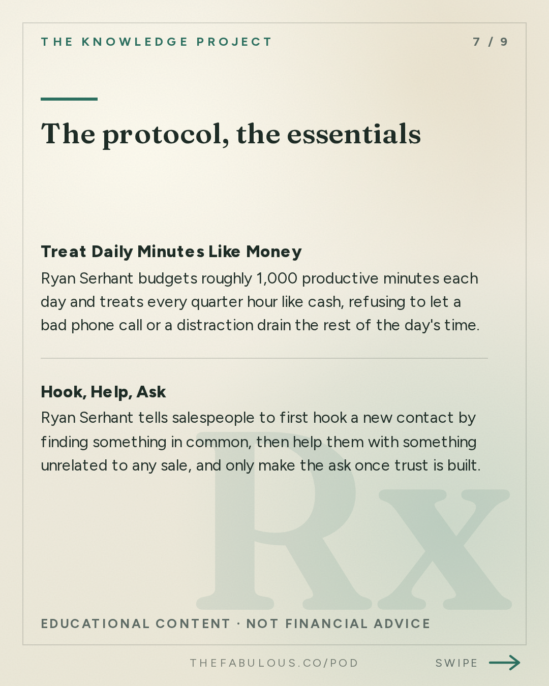 The protocol, the essentials — The Knowledge Project: How to Get People to Say Yes | Ryan Serhant