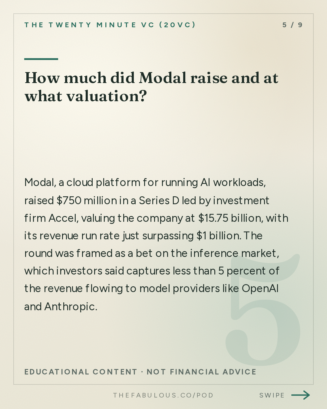 How much did Modal raise and at what valuation? — The Twenty Minute VC (20VC): Venture Capital | Startup Funding | The Pitch: 20VC: Trillion or Bust: The New VC Game | Coreweave Sell-Off Creates Panic | Town at $1B, Anduril at $90B: Revenue Multiples Out of Control | General Atlantic Eyes IPO & Modal Raises $750M at $15.75B