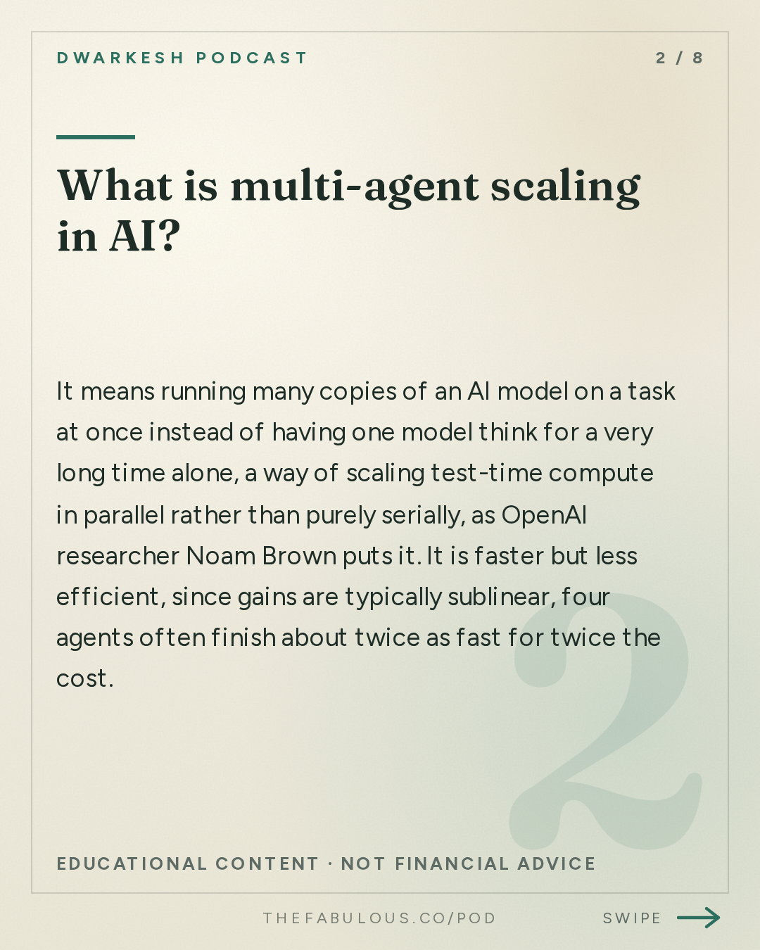 What is multi-agent scaling in AI? — Dwarkesh Podcast: Noam Brown – Agent swarms, alignment, & recursive self-improvement