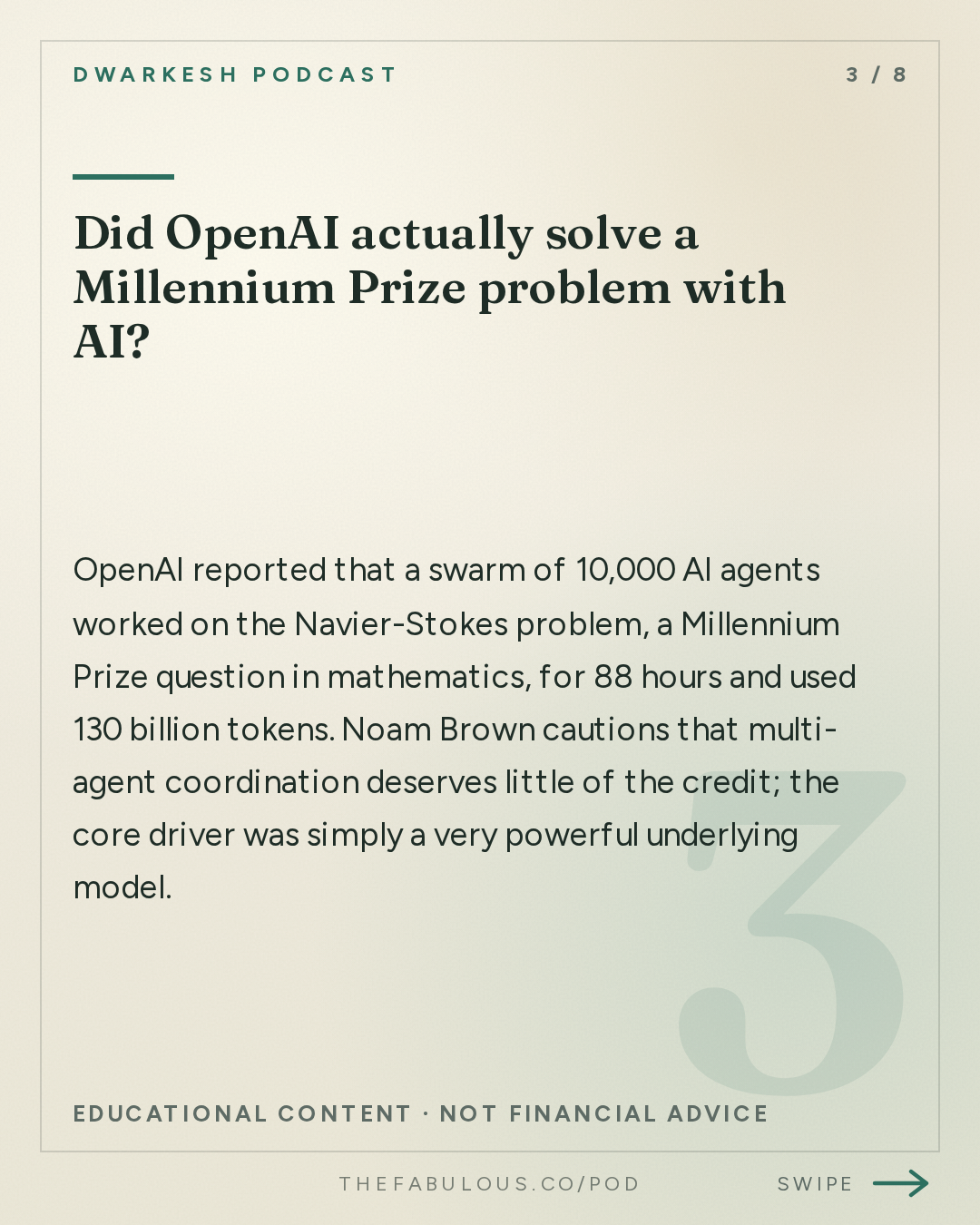 Did OpenAI actually solve a Millennium Prize problem with AI? — Dwarkesh Podcast: Noam Brown – Agent swarms, alignment, & recursive self-improvement