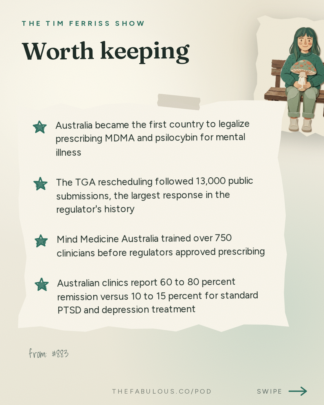 Worth keeping — The Tim Ferriss Show: #883: How to Legalize Medical Psychedelics in Your Country — Tania de Jong on The Playbook Behind Australia's World-First Breakthrough