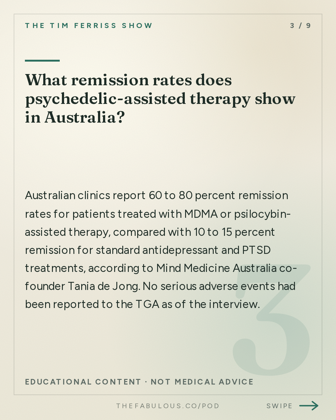 What remission rates does psychedelic-assisted therapy show in Australia? — The Tim Ferriss Show: #883: How to Legalize Medical Psychedelics in Your Country — Tania de Jong on The Playbook Behind Australia's World-First Breakthrough