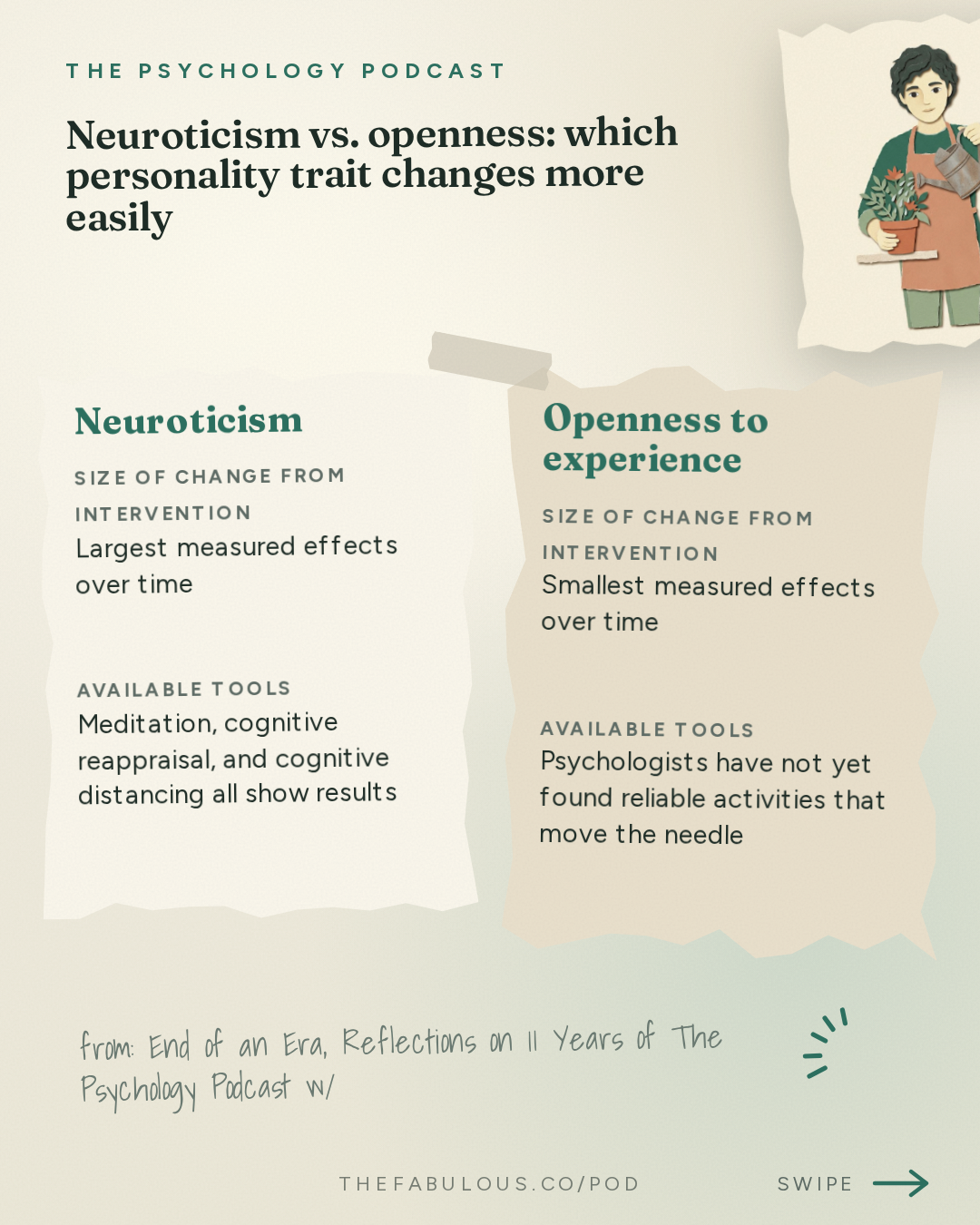 Neuroticism vs. openness: which personality trait changes more easily — The Psychology Podcast: End of an Era — Reflections on 11 Years of The Psychology Podcast w/ Annie Murphy Paul